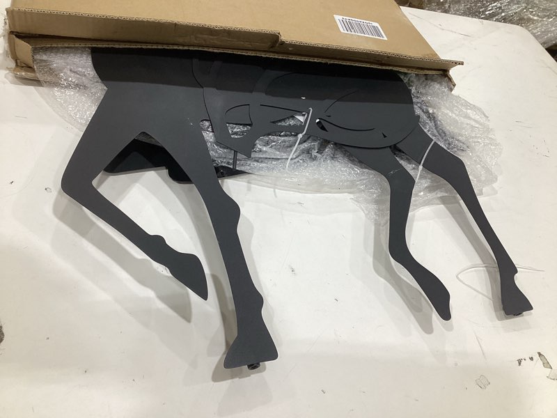 Condition photo showing New/Like New for Glitzhome Set of 2 Metal Silhouette Reindeers Yard Sign with Stake, 42" H Christmas Decorative Standing Wall Hanging Decoration for Garden Home Lawn Pathway Walkway