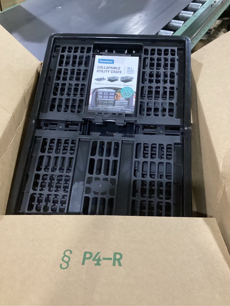 Condition photo showing Good Condition for clevermade collapsible utility crates-obsidian 1pck 45l / 11 gal holds 66 lbs - stackable containers heavy duty capacity crates - space-saving baskets