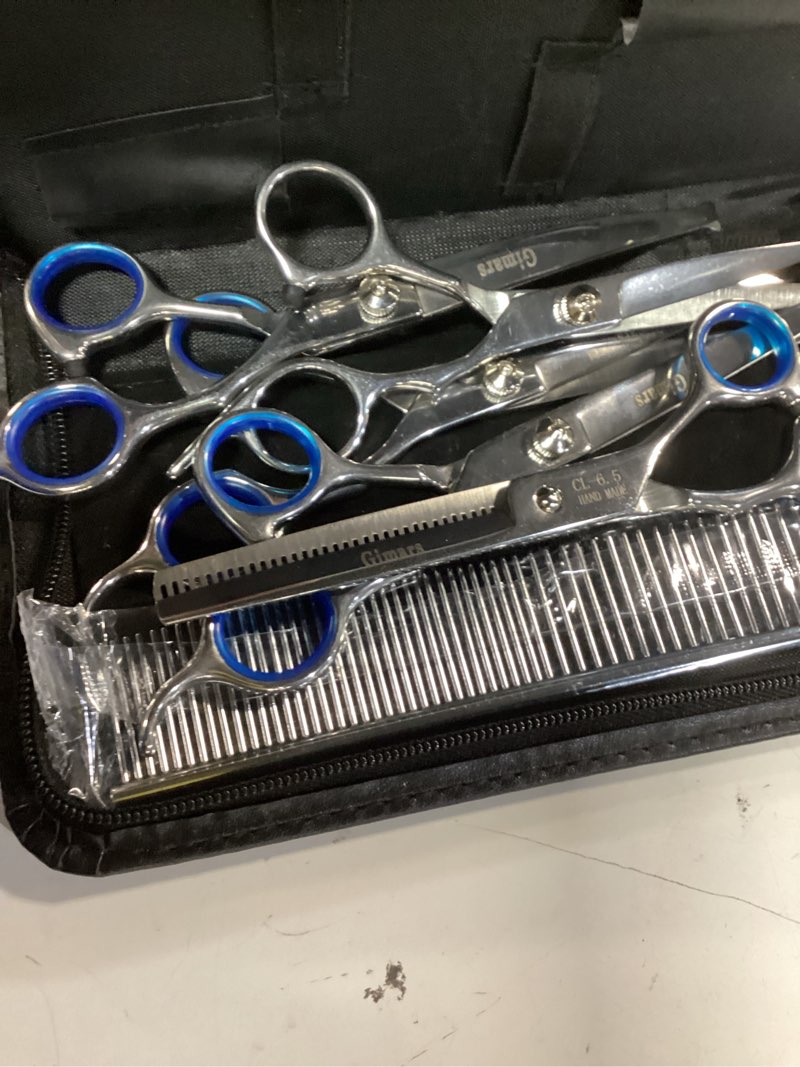 Condition photo showing New/Like New for gimars 7.0in professional 4cr stainless steel safety round tip 6 in 1 dog grooming scissors heavy duty titanium coated pet grooming scissor for dogs, cats and other animals 7inch silver round tip 6 in 1 professional