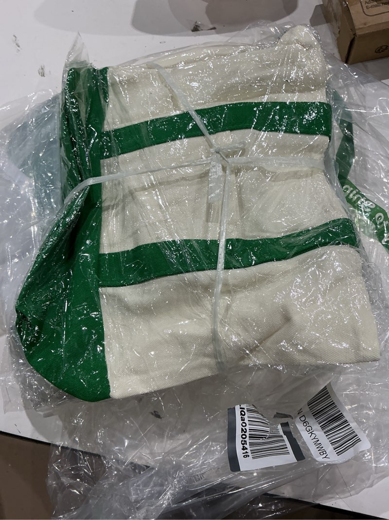 Condition photo showing Good Condition for sanwuta 12 pcs mini canvas tote bags bulk with pocket small sublimation blank canvas tote reusable grocery bag for women, diy craft (green) 12 green