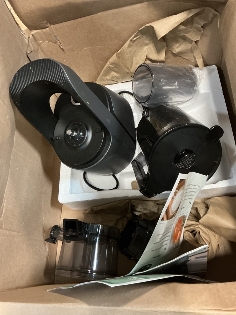 Condition photo showing As Is for Canoly C16 Cold Press Juicer, 6" Extra Wide Feed Chute, 3-IN-1 Strainers (Juice & Sorbet & Nut Milk), Powerful AC Brushless Motor, Self Precut System, Juicer Machines with BPA-Free (Space Gray)