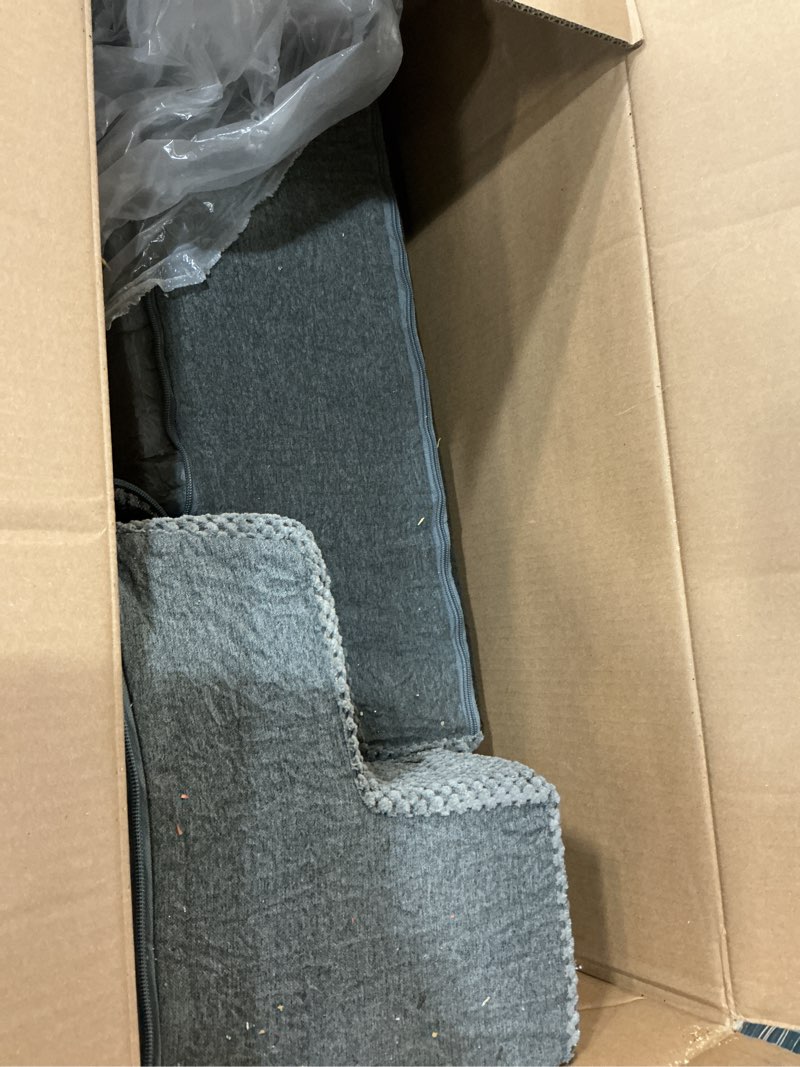 Condition photo showing As Is for EHEYCIGA Dog Stairs for Bed 18" H, 4-Step Dog Steps for High Bed, Pet Steps for Small Dogs and Cats, Non-Slip Balanced Pet Ramp Indoor, Grey Grey 4 Standard 15" x 24" x 18"