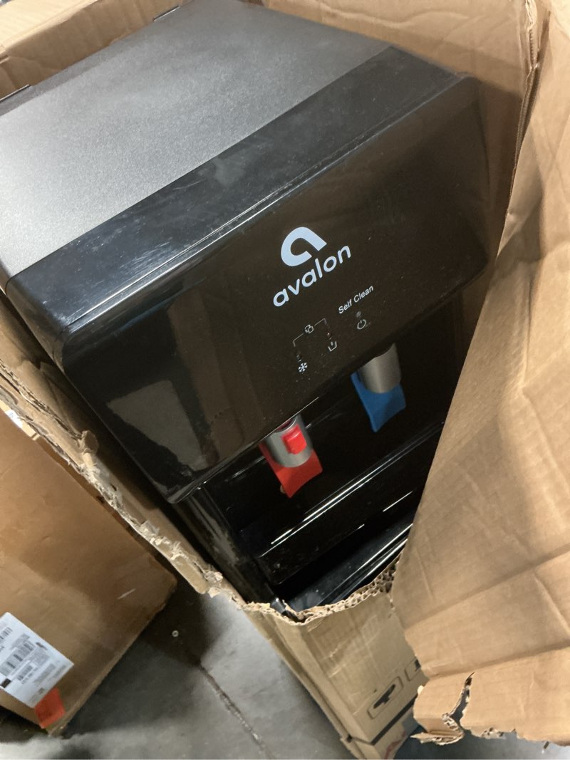 Condition photo showing As Is for Avalon A6SC-BLK Self Cleaning Touchless Bottom Loading Water Cooler Dispenser Hot & Cold, Child Lock, UL, Black Black Bottom Load