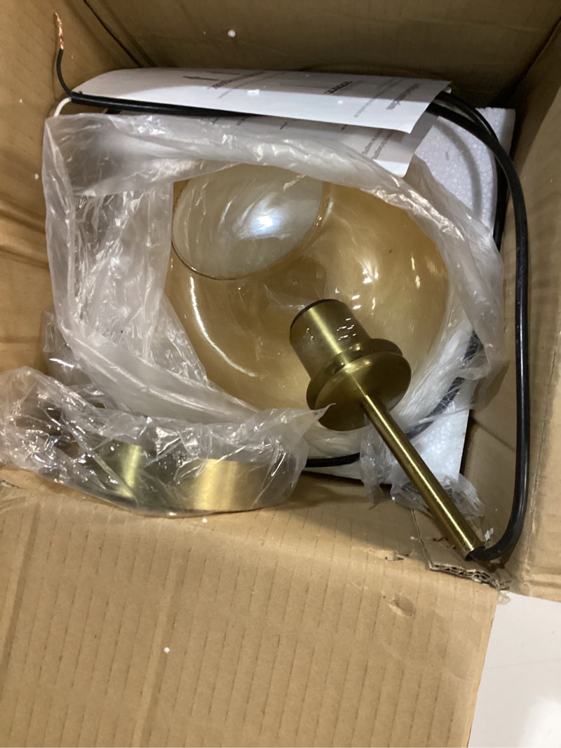 Condition photo showing Good Condition for Amber Glass Pendant Lights Kitchen Island Lighting Globe Pendant Light Fixtures Modern Pendant Lighting for Kitchen Island Bedroom Living Dining Room Light Fixture(7.9in,1-Pack) 1PCS Amber Glass Pendants 7.9in