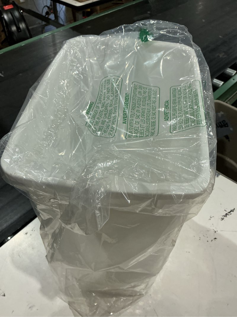 Condition photo showing Good Condition for rubbermaid small kitchen bathroom trash can, 9 gallons, white, waste basket for under counter/kitchen/office/bedroom/bathroom