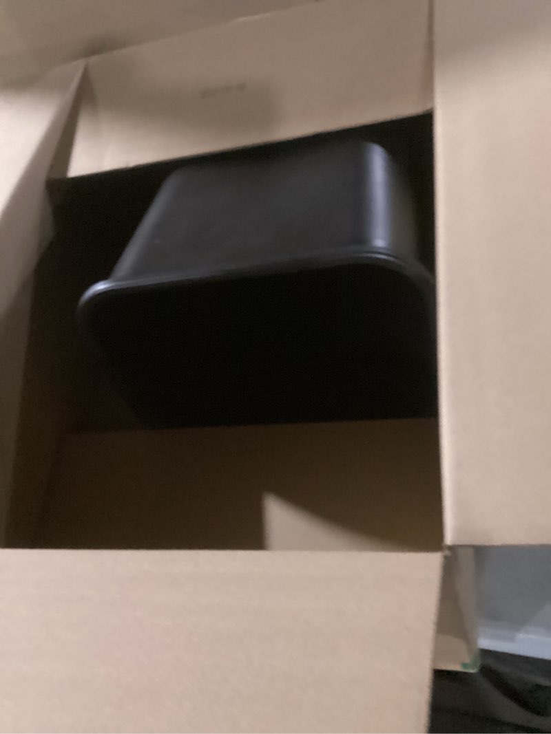 Condition photo showing As Is for Rubbermaid Commercial Wastebasket Trash Container, 41QT/10.25 GAL, Plastic, Black, Stackable Trash Can for Bedroom/Bathroom/Office, Fits Under Desk/Sink/Cabinet 10.25 Gallons Black 1