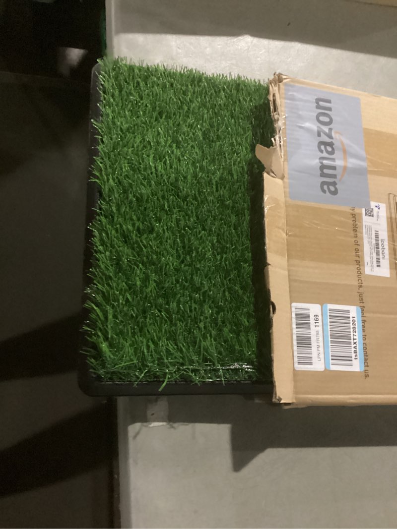 Condition photo showing Good Condition for artificial grass puppy pee pad for dogs and small pets - 20x25 inch, reusable 3-layer turf pads for dogs with tray - indoor and outdoor fake grass potty pet supplies by petmaker medium 3-layer system
