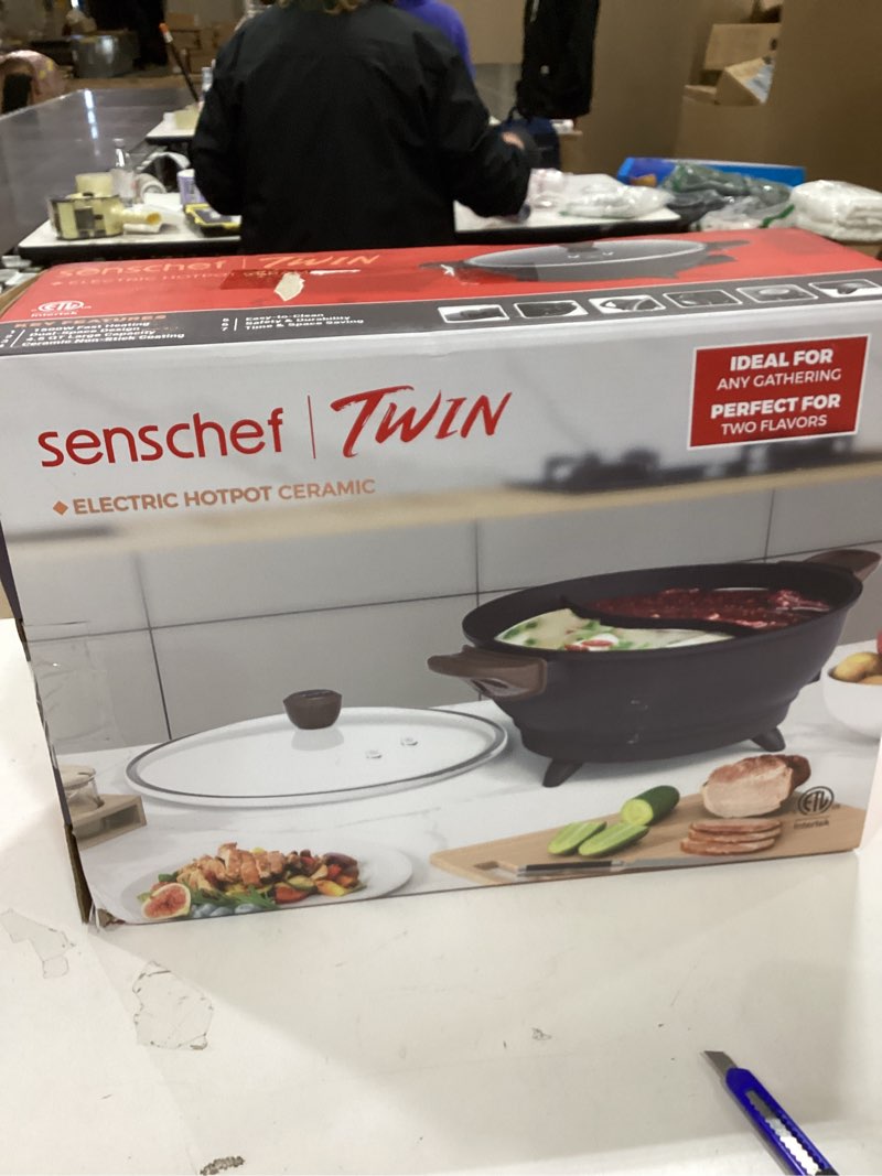 Condition photo showing Good Condition for TWIN™ Electric Hot Pot with Divider | PFAS-Free Ceramic Nonstick Pot | EvenHeat Cast Aluminum Body | 1500W Fast Heating | Dual-Flavor Shabu Shabu Pots for Family Use | 1-Yr Warranty Ceramic Black