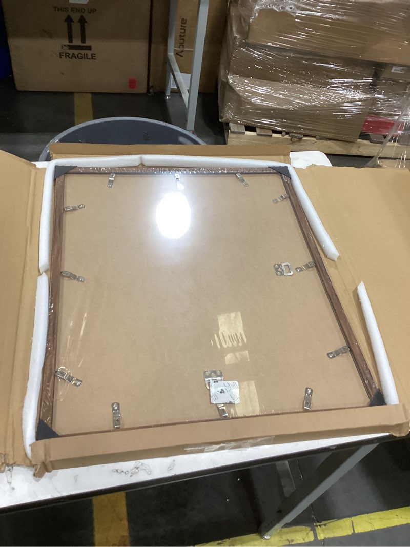 Condition photo showing New/Like New for rustic walnut 20x24 frame - single frame, 20 x 24 poster frame with mat for 16x20, picture frames for artwork, puzzles, photos and movie posters, perfect christmas frame 20" x 24" / 16" x 20" mat
