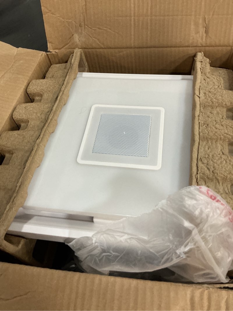 Condition photo showing As Is for homewerks 7130-13-bt white decorative led, bluetooth bathroom exhaust fan new 