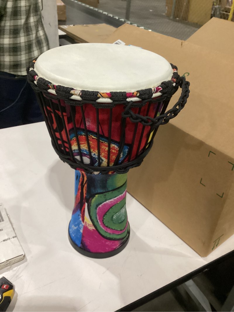 Condition photo showing Good Condition for TAOSKNE 8.5inch Djembe West African Style Tambourine, Congo, Goat Skin Drum Head, Professional Sound Quality?Hand Drum, Special Holiday Gift. (Oil painting)