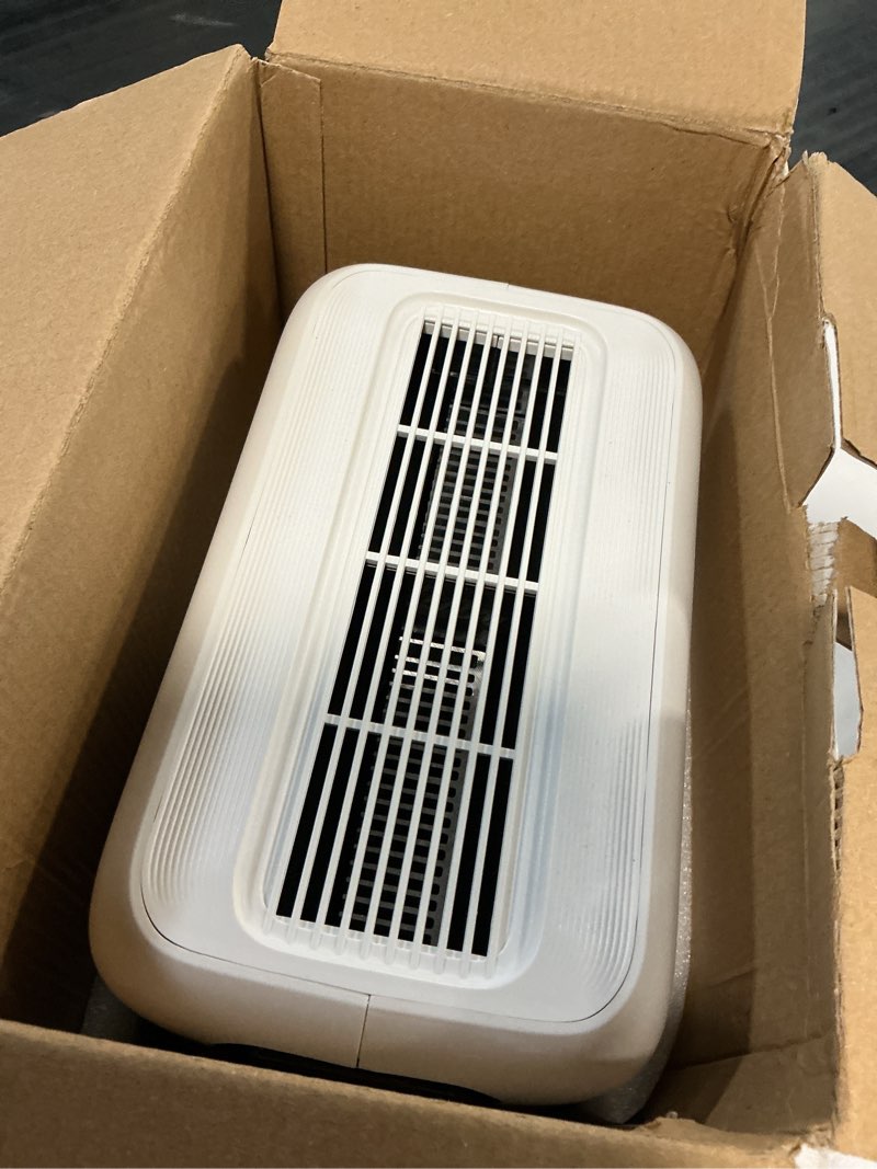 Condition photo showing As Is for dehumidifier for home, dehumidifiers for bathroom, bedroom, living room, closet with 68 oz water tank, moisture absorbers, auto shut off, auto humidity control, 7 colors led light, white