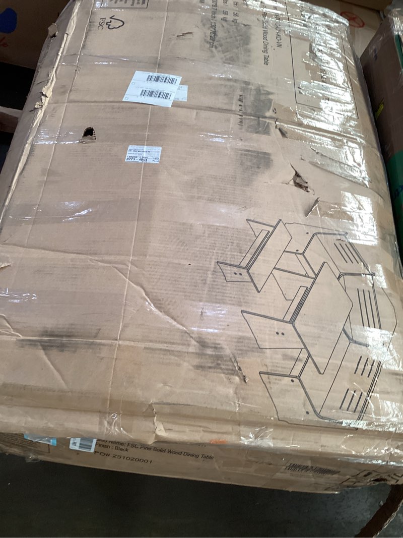 Condition photo showing As Is for Kitchen Breakfast Nook Table Set - Solid Wood Corner Bench Dining Set for 4-6 People, L Shaped Bench for Dinner Room, Space Saving Kitchen Booth Seating with Table for Small Space, Jet-Black