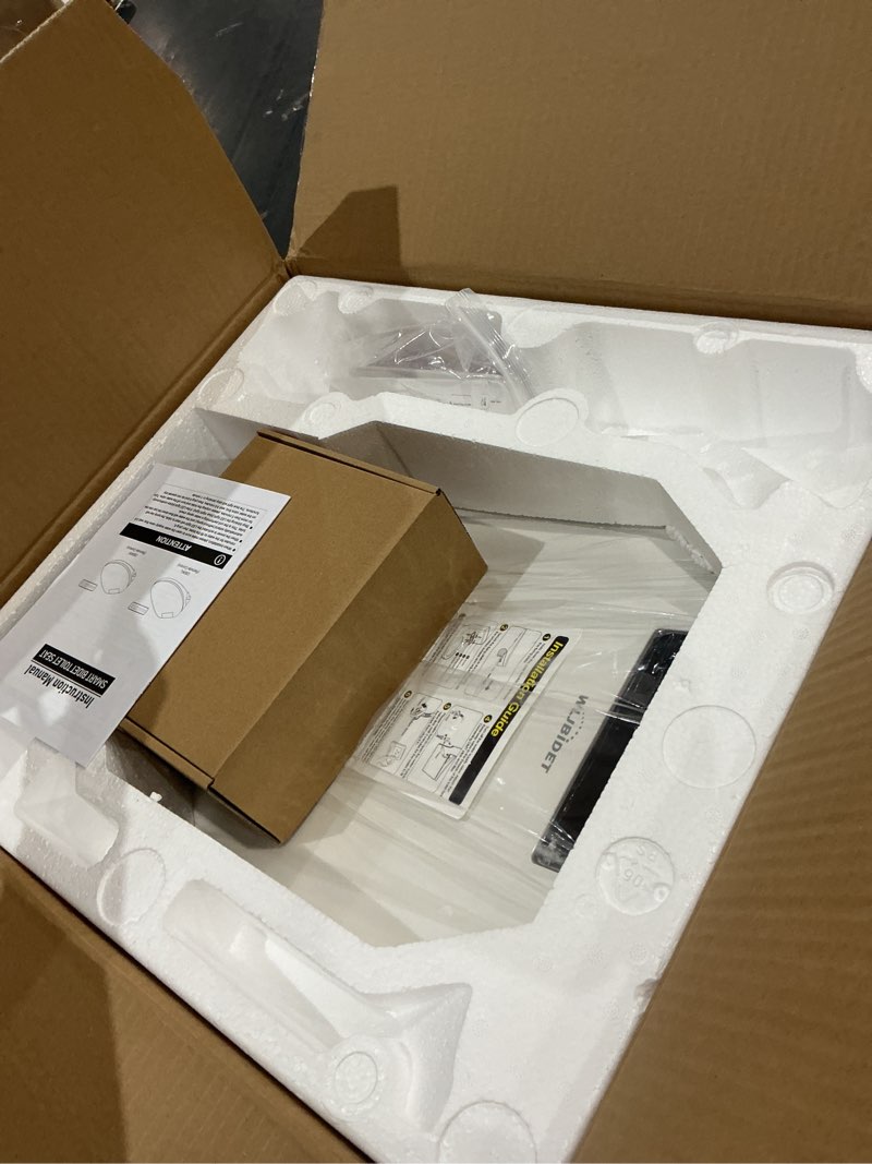 Condition photo showing New/Like New for bidet toilet seat with remote control, electronic heated bidet seat with adjustable warm water and pressure, warm air drying, display screen, night light, slow closed toilet lid, round