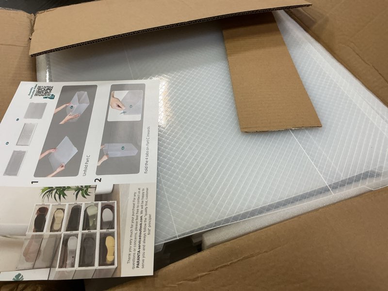 Condition photo showing Good Condition for paranta 4-piece extra large boot and shoe storage boxes, stackable clear plastic shoe organizer, space-saving shoe boxes for boots, sneakers, and high heels, clear clear extra large 4pcs