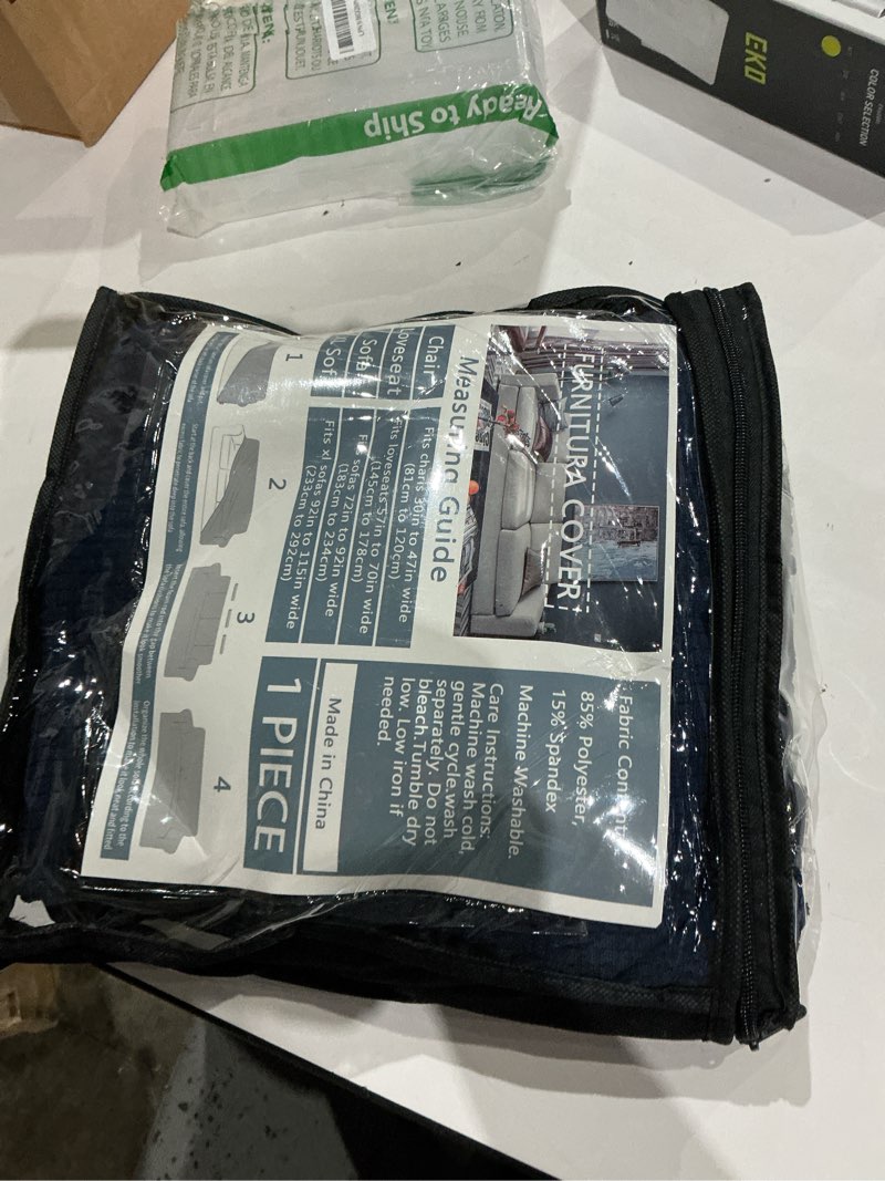 Condition photo showing Good Condition for znsayotx chair slipcovers with arms for living room high stretchy spandex pet friendly armchair furniture protection covers (navy, small) small navy blue