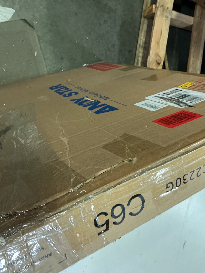 Condition photo showing Good Condition for ANDY STAR Brushed Brass Mirror, 22x30 Inch Gold Rectangle Bathroom Mirror for Wall with Cross Corner