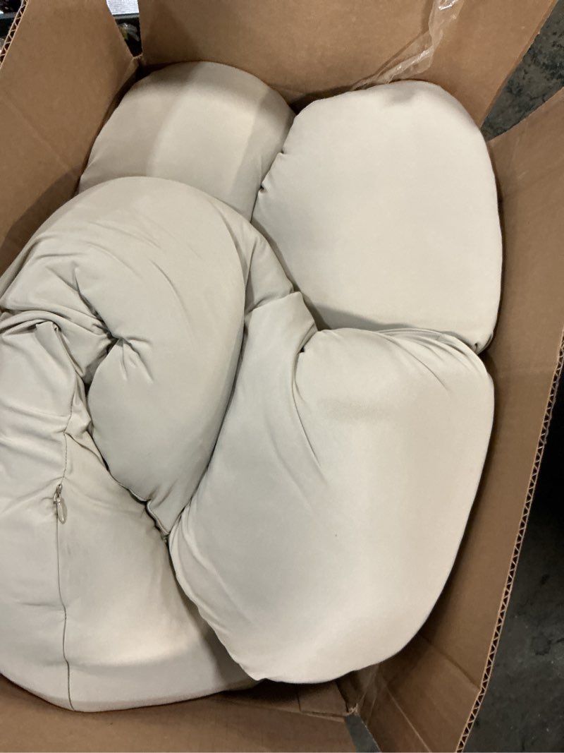 Condition photo showing As Is for frida mom full body support pregnancy pillow, cooling pregnancy pillow, wraps around for all over support, extended length to support from head to toe, easy to clean, breathable, compact storage bag