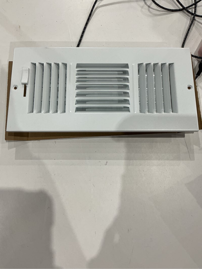 Condition photo showing As Is for sidewall & ceiling register14x8 | steel 2-way adjustable air supply diffuser grille for sidewall & ceiling | white hvac vent cover for ceiling | outer dimensions 15.75" x 9.75 1 14 inch x 8 inch