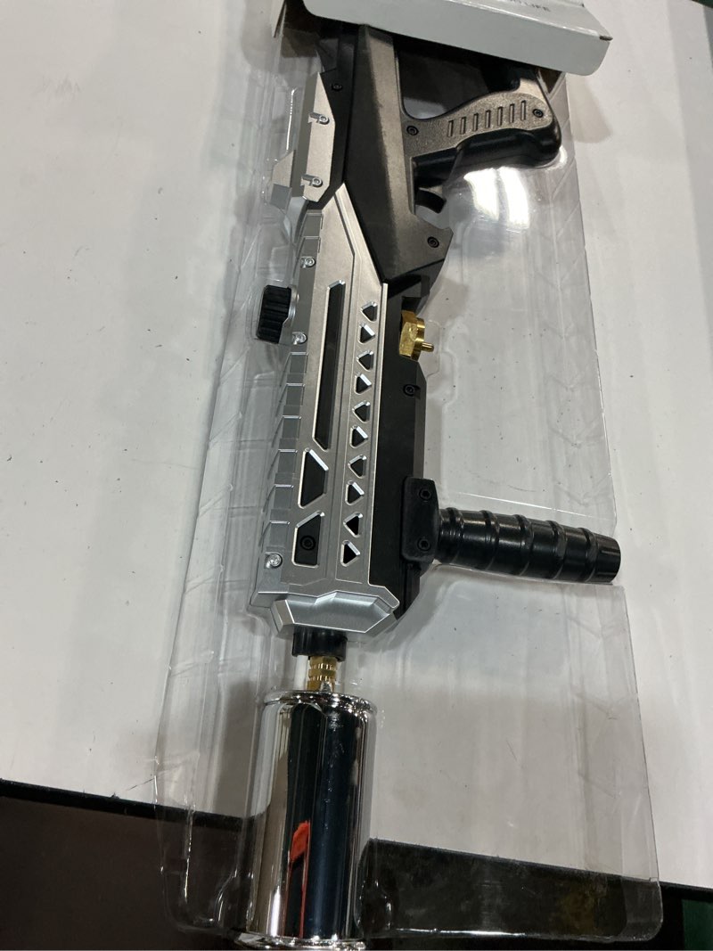 Condition photo showing As Is for powerful propane torch gun, kitchen torch with adjustable flame, flamethrower blow torch gun, gas welding kits for bbq, searing steak, camping & charcoal torch lighter(tank not included) silver&black
