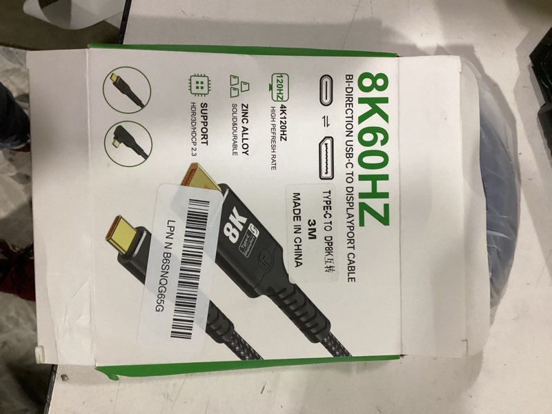 Condition photo showing New/Like New for herfair displayport to usb c - bidirectional usb c to displayport 1.4 cable support 8k@60hz resolution braided thunderbolt 4 compatible with macbook pro/air, galaxy s25, ipad pro, xps 17, 10ft 3m/10ft 8k display