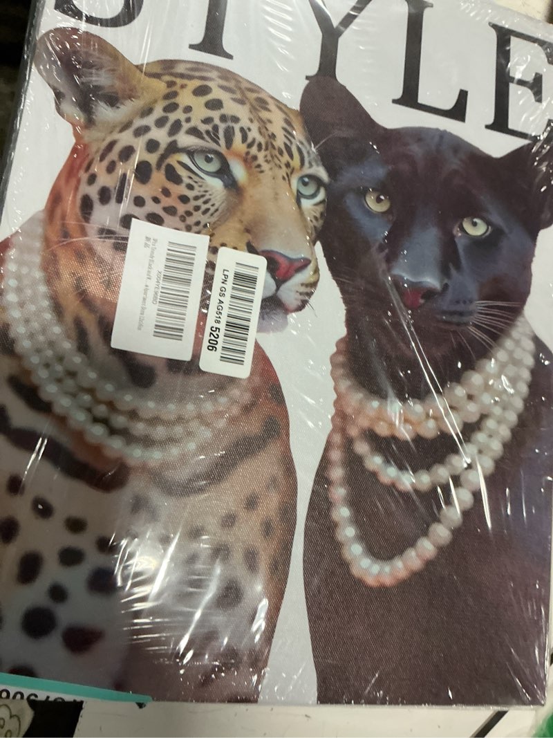 Condition photo showing Good Condition for 3pcs trendy black and white leopard canvas wall art fashion lucky 8 ball lips pictures wall decor vintage newspaper cheetah posters prints for bedroom apartment dorm 12x16in