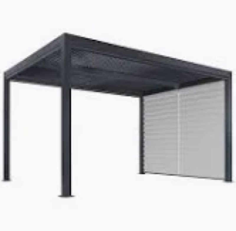 (incomplete) Purple Leaf Louvered Pergola Accessories Pull Down Roller Shade Privacy Shade Sun Side Shade, Gray Frame, Pergola Not Included