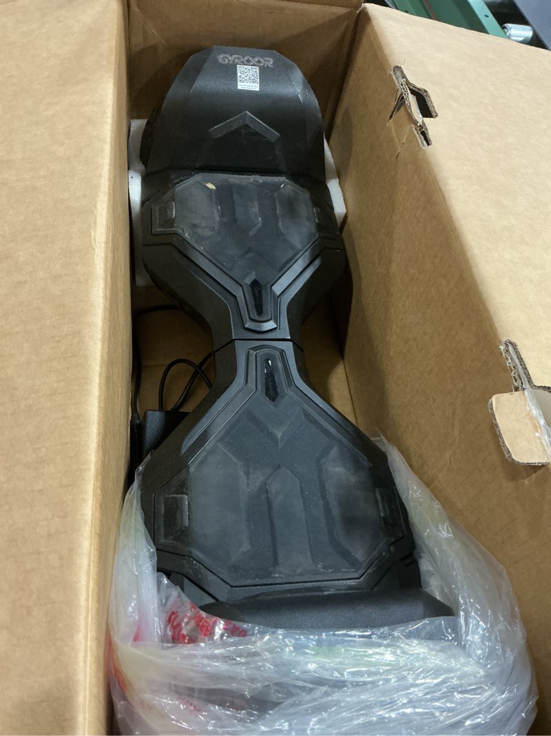 Condition photo showing As Is for gyroor warrior 8.5 inch all terrain off road scooter with bluetooth speakers and led lights,self balancing scooter for kids ages 6-12 and adults 1-black