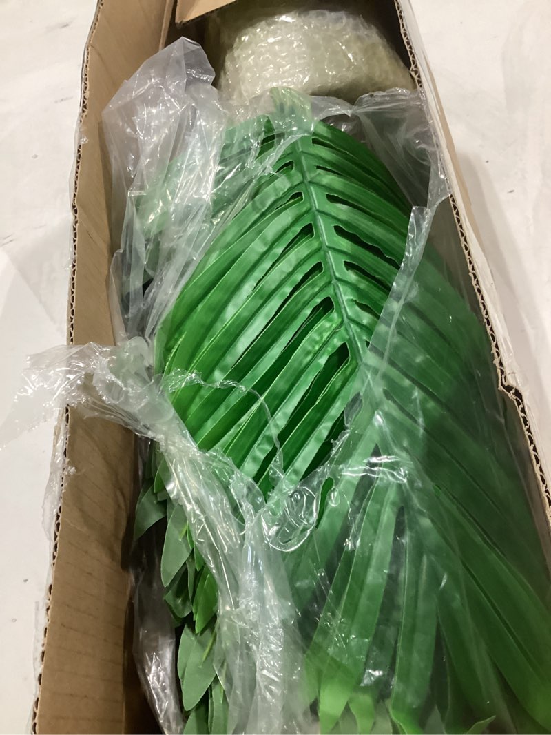 Condition photo showing Good Condition for 4ft 2pcs large artificial plants fake palm tree tropical palm leaves faux palm plants tall tree indoor real touch plastic monstera leaves for home garden outdoor office decor (4ft/125cm-2pcs)