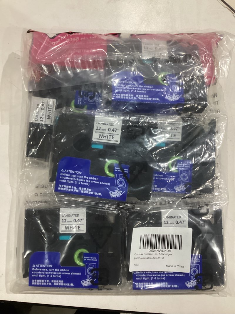 Condition photo showing New/Like New for Label Maker Tape Replacement for P Touch TZ Tape 12mm 0.47 Laminated White Ptouch TZe TZe-231 Work with PT-D210 PT-H110 PTD-600 PT-D400 26.2 Feet, 5 Pack
