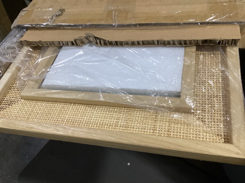 Condition photo showing Good Condition for Rattan Full Length Mirror Long Mirror Wood Framed Large Hanging Wall Mounted Mirror Full Body Mirror Decorative Rectangle Floor Mirror Leaning Against Wall for Bedroom Living Room (20 * 63) 20*63