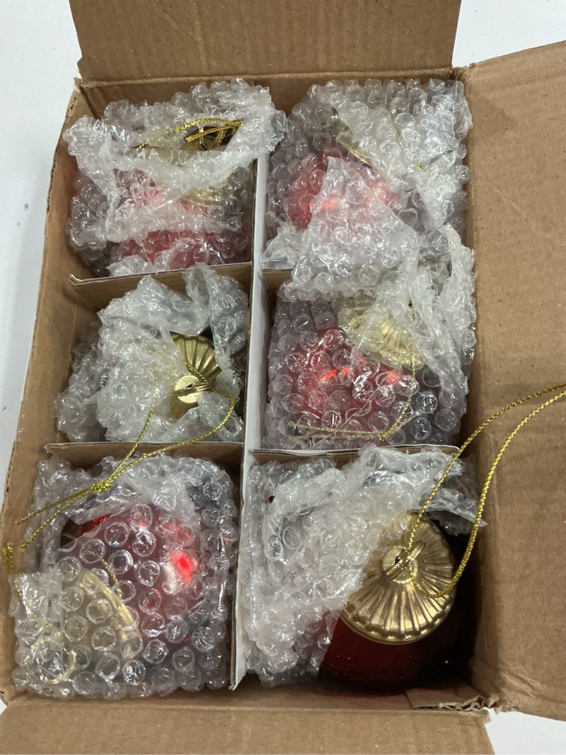 Condition photo showing New/Like New for Hungdao 6 Pieces Mini Glass Christmas Ball Ornaments for Christmas Tree Vintage Crackle Glass Ball Decorative Hanging Glitter Ornaments for Xmas Tree Decorations(2.4 Inch,Red) 2.4 Inch Red