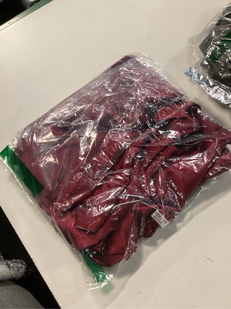 Condition photo showing Good Condition for Ekouaer Silk Pajamas for Women Set Satin Pjs Soft Short Sleeve Button Down Sleepwear 3 Piece Loungewear S-XXL Small Wine Red