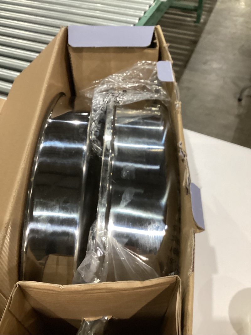 Condition photo showing As Is for Large Roasting Pan with Rack and Lid, Gifts for mom women wife, Stainless Steel Large Oval Roaster, Nonstick Oven Cookware for Turkey Chicken, 21 Inch