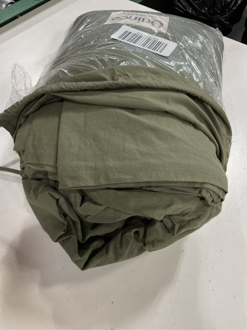 Condition photo showing Good Condition for organic crisp percale sheet set, king, dusty olive