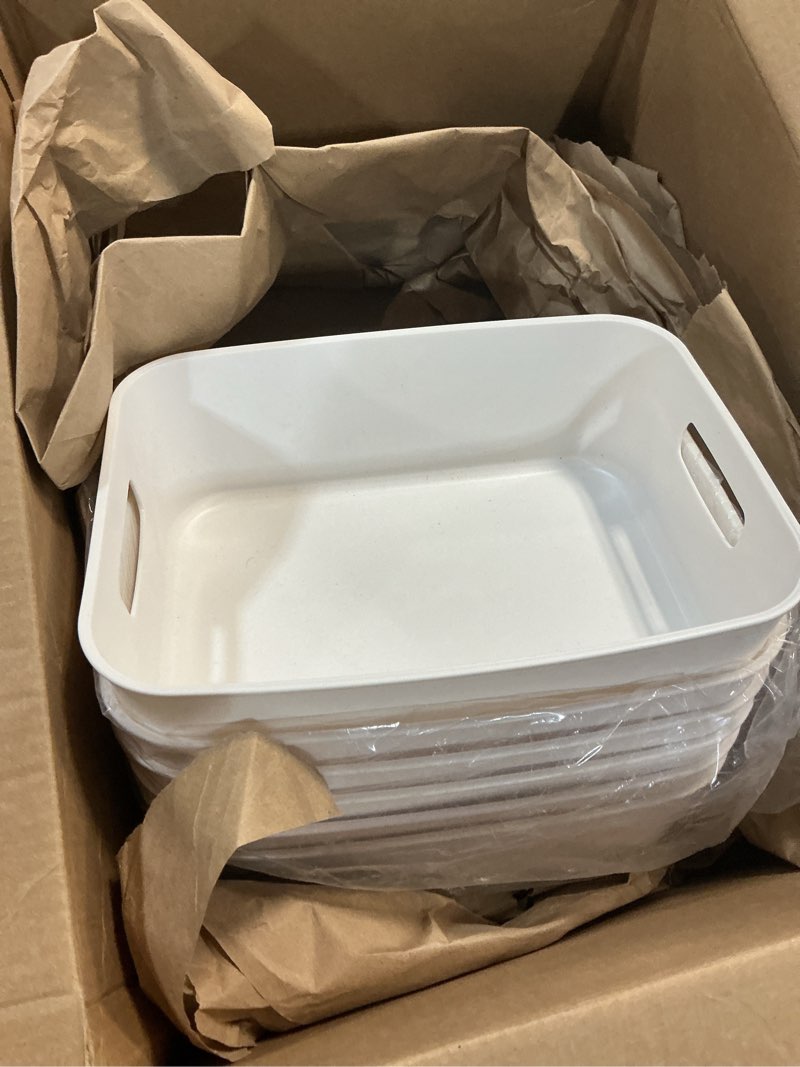 Condition photo showing Good Condition for set of 6 plastic storage bins,versatile kitchen pantry organization and storage,for plastic storage container under bed,under sink bathroom organizer (white, 6 pack small white 6 m