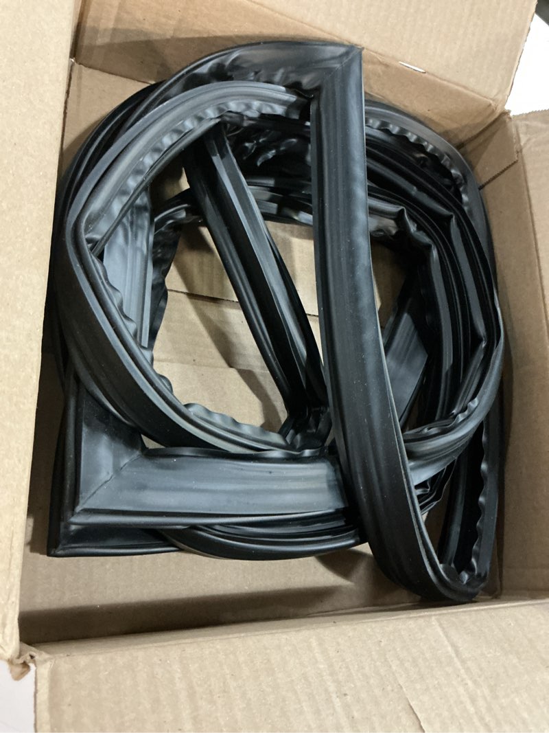 Condition photo showing As Is for upgraded 63.50"x14.57" 241510204 241510208 refrigerator freezer door gasket replacement compatible with frigidaire, kenmore and electrolux freezer seal 4996726 241510204 241510206 7241510204 black