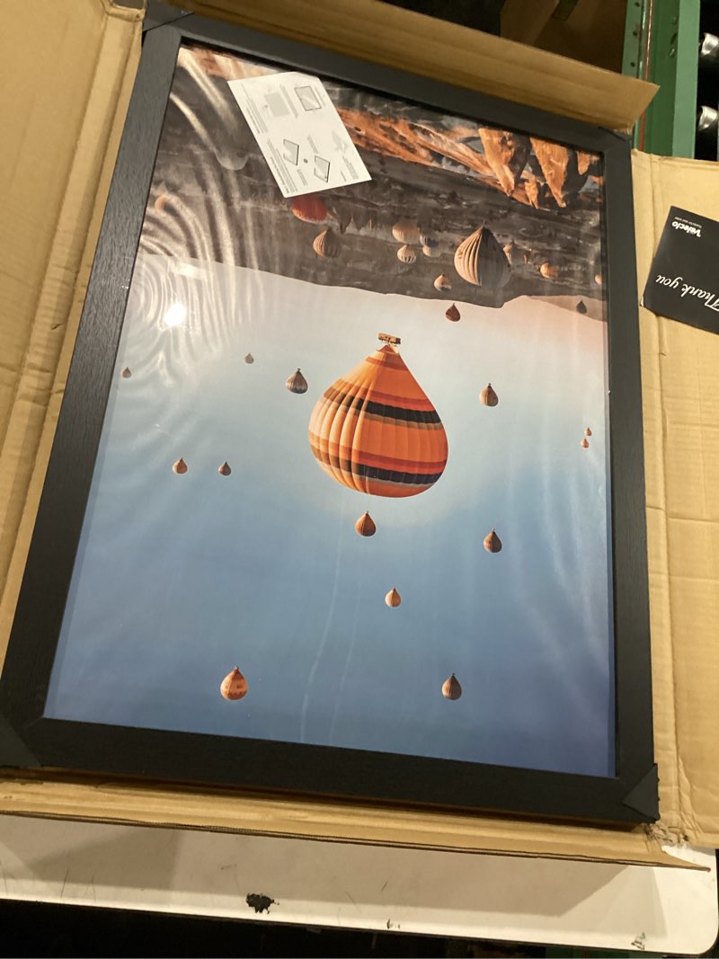 Condition photo showing New/Like New for 19.7x27.6 picture frame for wall display, 19.7x27.6 black picture frame with shatter resistant plexiglass, stable and sturdy puzzle frame for wall display, handpicked gift collection, 1 pack