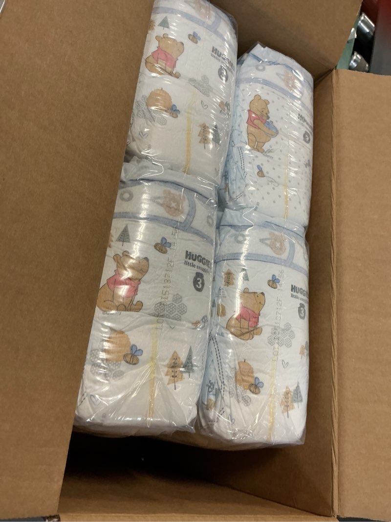 Condition photo showing New/Like New for Huggies Size 3 Diapers, Little Snugglers Baby Diapers, Size 3 (16-28 lbs), 136 Count, Packaging May Vary Size 3 136