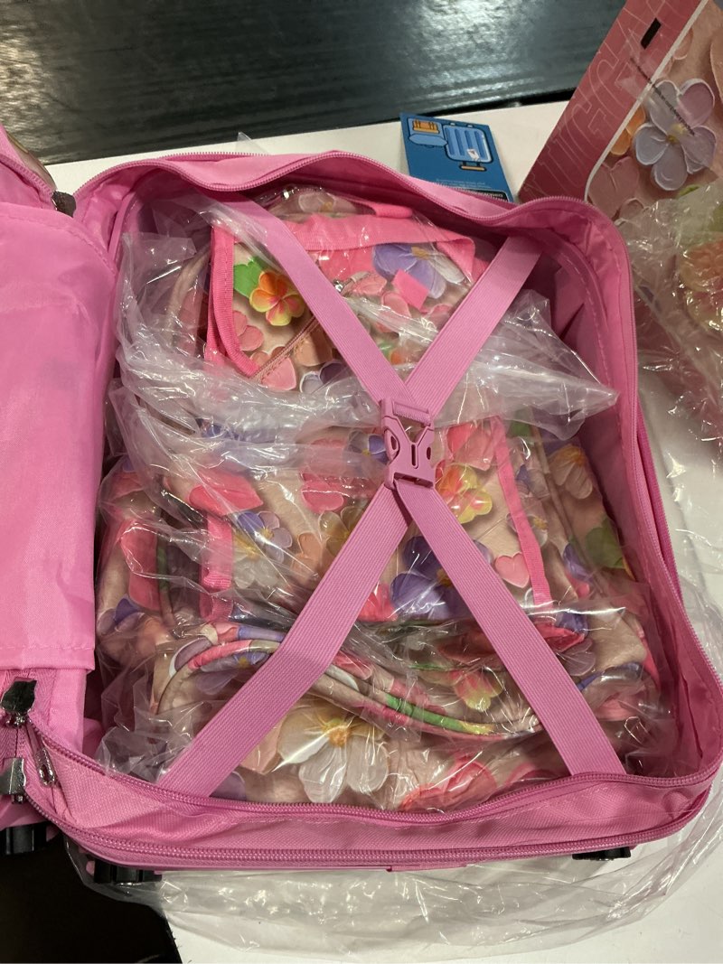 Condition photo showing Good Condition for 16’’ kid’s luggage set with spinner wheels, hardside with suitcases,6 piece | carry on luggage, travel rolling luggage airline approved suitcase set with spinner wheels girls boys flower