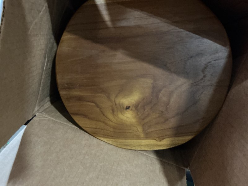 Condition photo showing Good Condition for 11.8" round wood plant stand | teak stool with stick leg | accent stool | small side table for living room, bedroom, yard