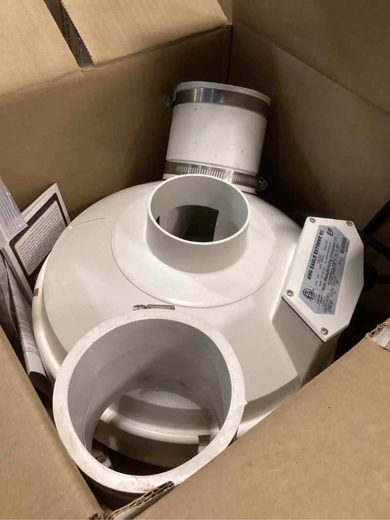 Condition photo showing As Is for Festa AMG Eagle X EC Radon Fan – 3“ Installation Kit - Quiet and Energy Efficient Radon Mitigation Inline Fans – High Performance 3” Duct Fan AMG Eagle Extreme 3x3