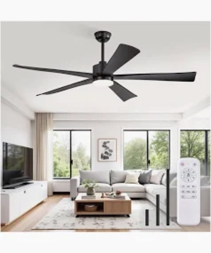fanbulous 60 inch ceiling fan with light and remote, black modern ceiling fans, farmhouse industrial