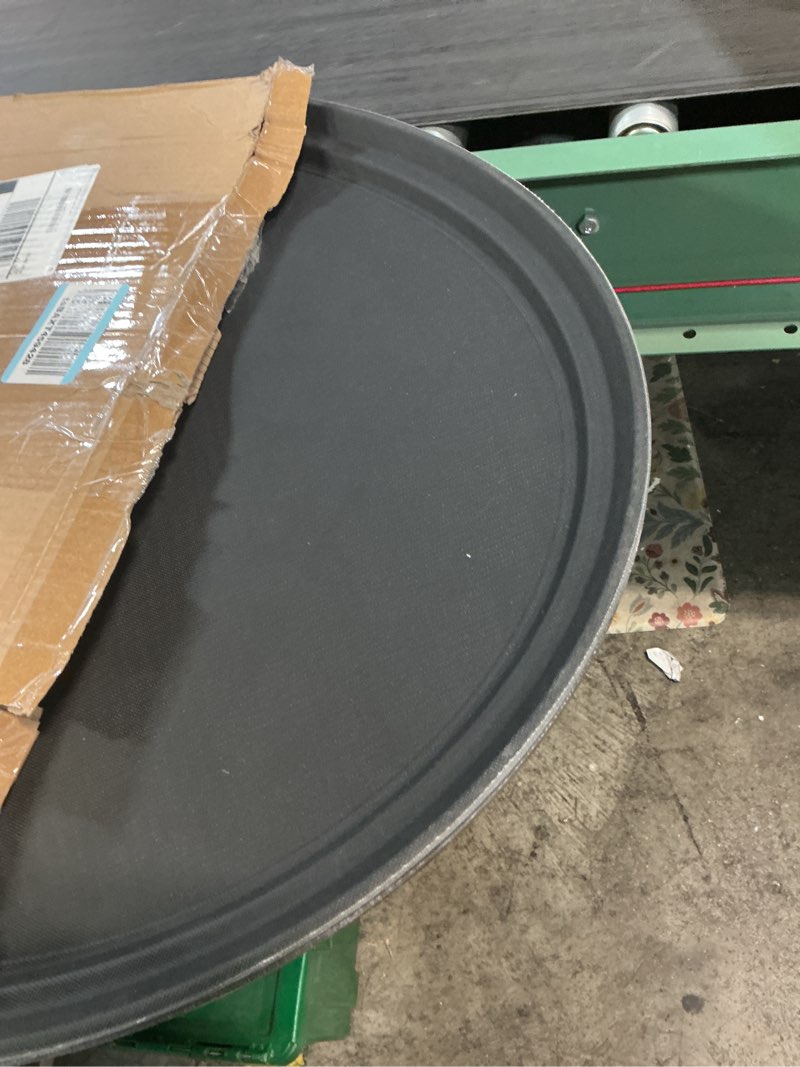 Condition photo showing As Is for filltouch 2 pcs restaurant serving trays pp plastic non slip rubber lined large oval tray for kitchen dining room cafeterias fast food service (24 x 29 inch,black) 24 x 29 inch black 2