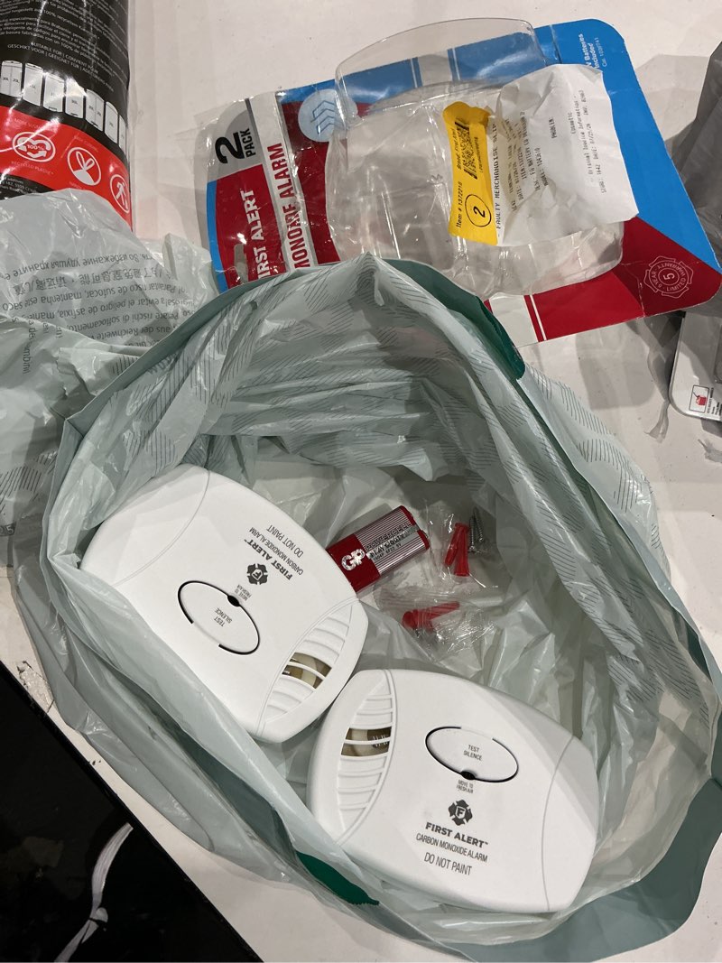 Condition photo showing As Is for first alert battery-powered electrochemical carbon monoxide detector
