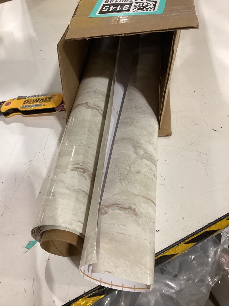 Condition photo showing As Is for veelike glossy beige gold marble contact paper for countertops 24''x118'' wide peel and stick countertops waterproof thick marble wallpaper self adhesive vinyl counter top wraps for kitchen bathroom 24" x 118" beige gold