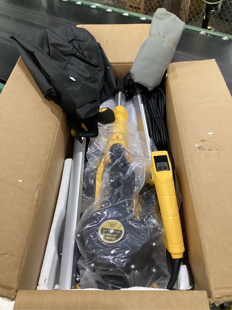 Condition photo showing New/Like New for drywall sander, 950w 8.5a electric drywall sander with vacuum dust collector, 9 variable speed 800-2100rpm, 26ft power cord, wall sander for popcorn ceiling, pole sander for drywall (yellow)