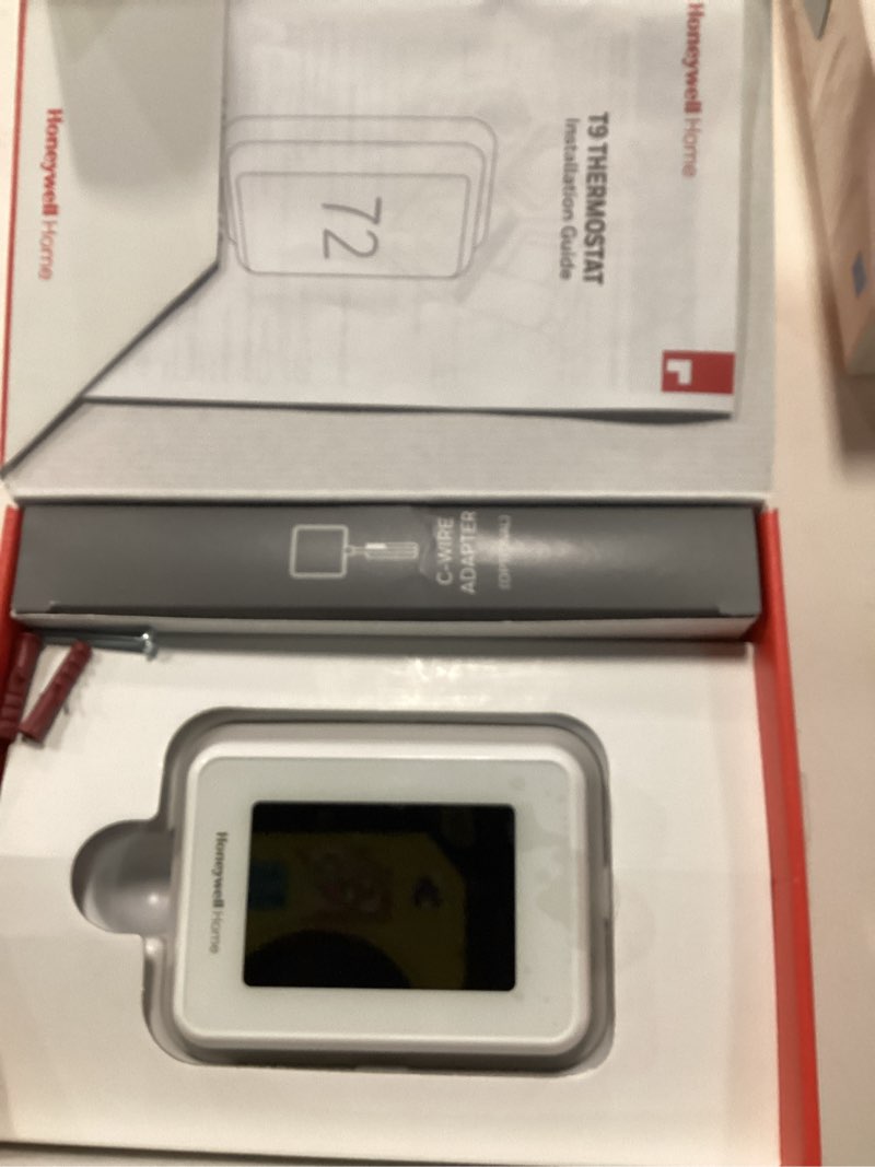 Condition photo showing As Is for honeywell home t9 wifi smart thermostat with 1 smart room sensor, touchscreen display, white | rcht9610wfsw2003 touchscreen display no size