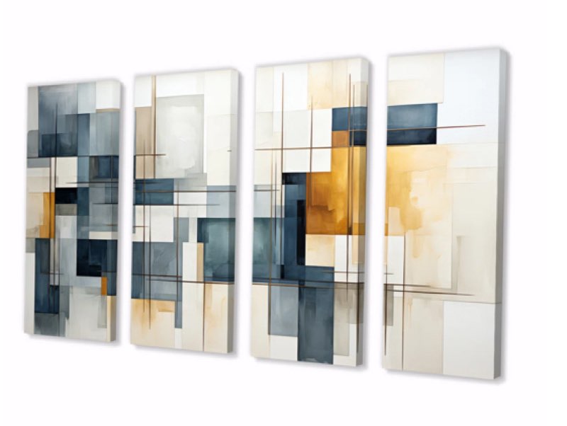 Blue Grey Line Art Abstract Geometrics I Blue Gray Line Art Abstract Geometrics I On Canvas 4 Pieces Print similar 