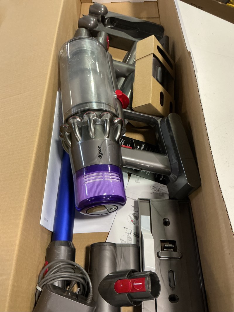 Condition photo showing As Is for Dyson V11 Cordless Stick Vacuum, Large, Nickel/Blue